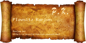 Plavsitz Karion névjegykártya